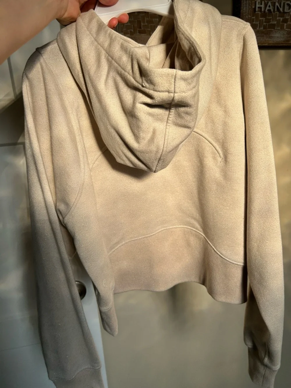 lululemon athletica Cropped Hooded Sweatshirt in Light Beige